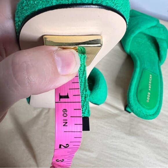 Good American Womens Size 11 Green Terry Kickstand Mules Open Toed Sandals NEW - Picture 10 of 14